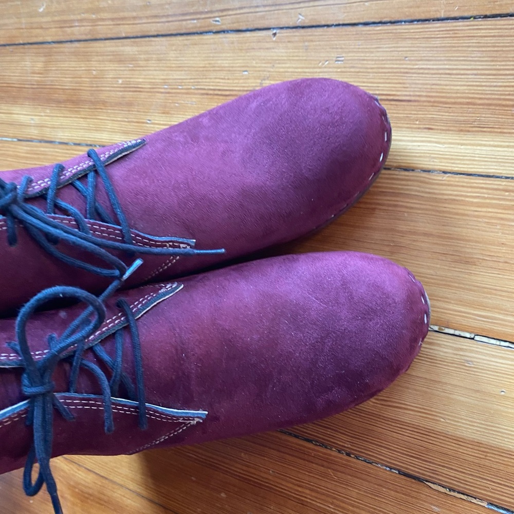 Maguba Casablanca Merlot suede lace up wedge booties made in Sweden 40 - Picture 9 of 12